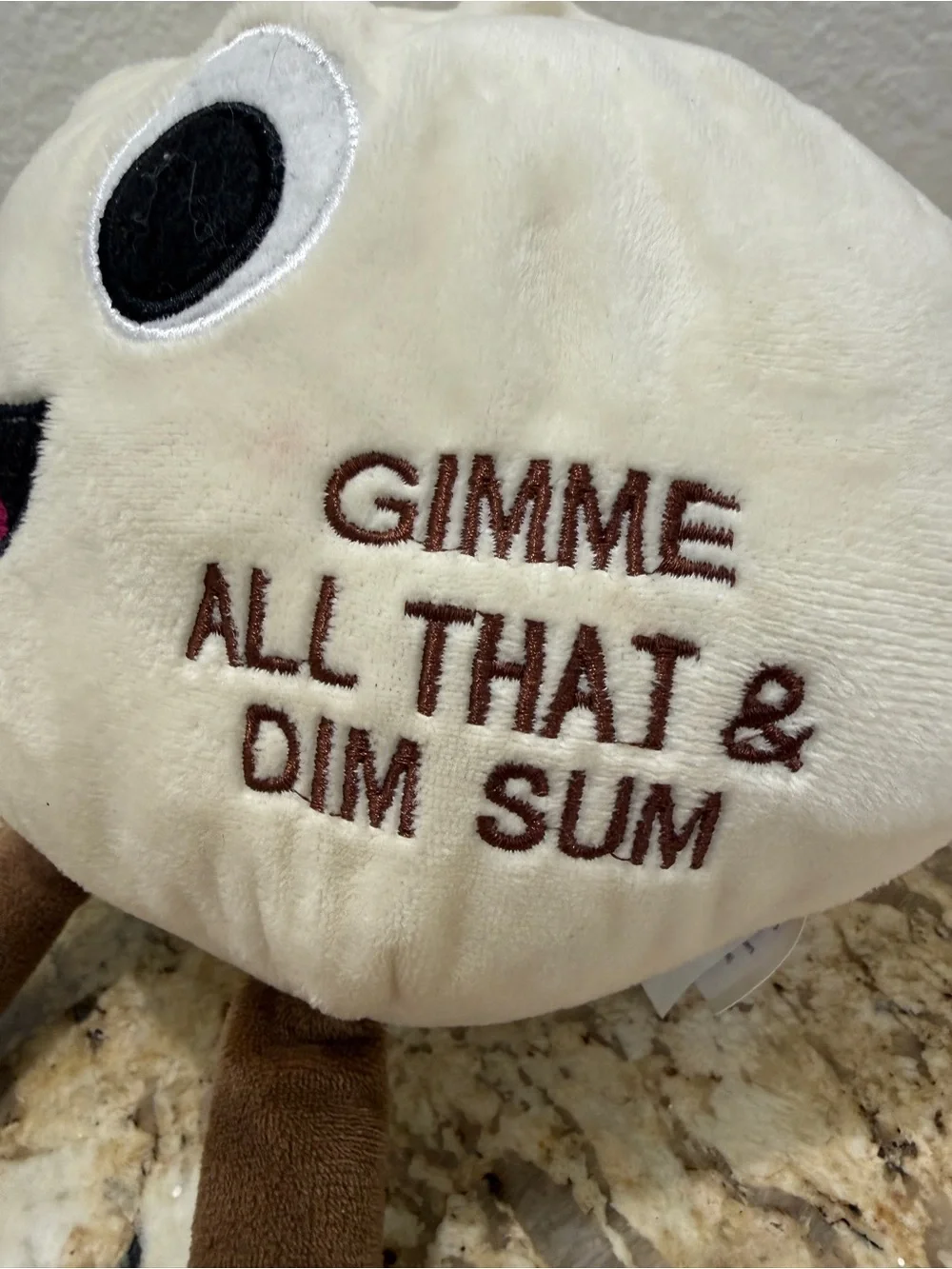 BMI Cream Garlic Plush with Brown Feet and Pink Tongue